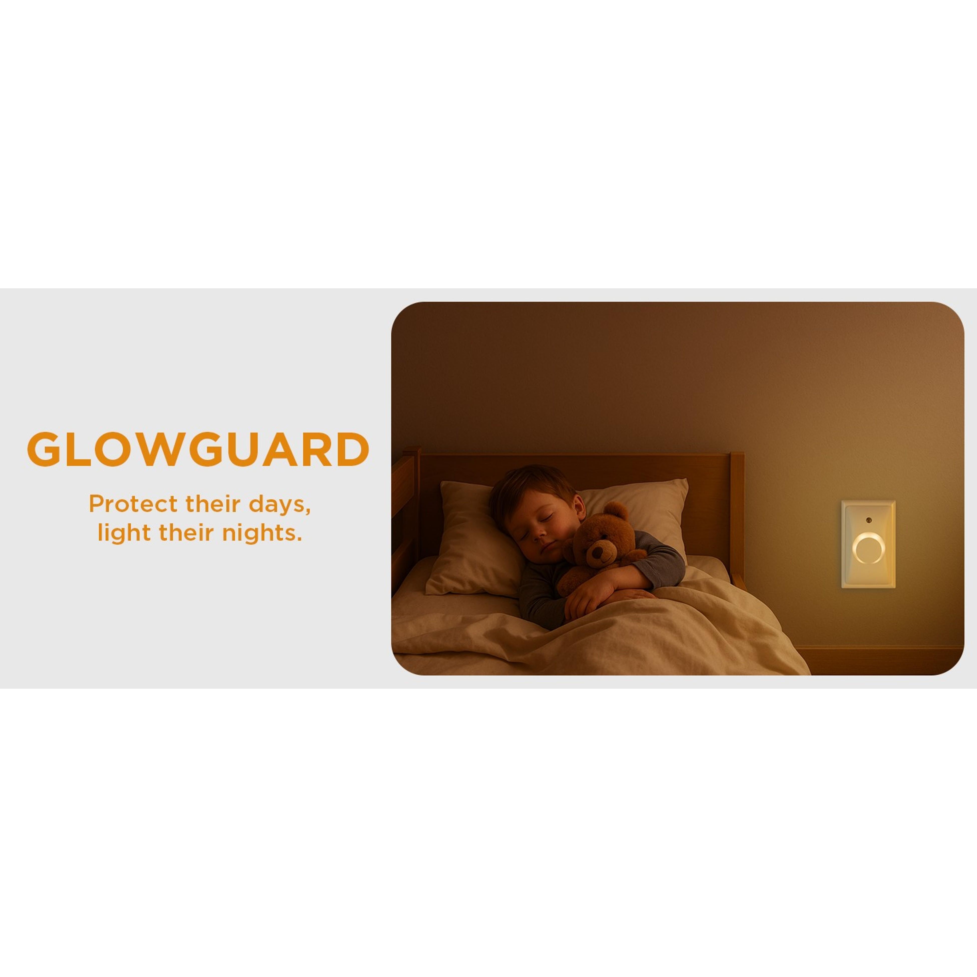 Childproof Outlet Covers with Night Light (2-Pack) | Tamper Resistant Socket Cover for Baby & Toddler Safety | Light Sensor or Manual Toggle
