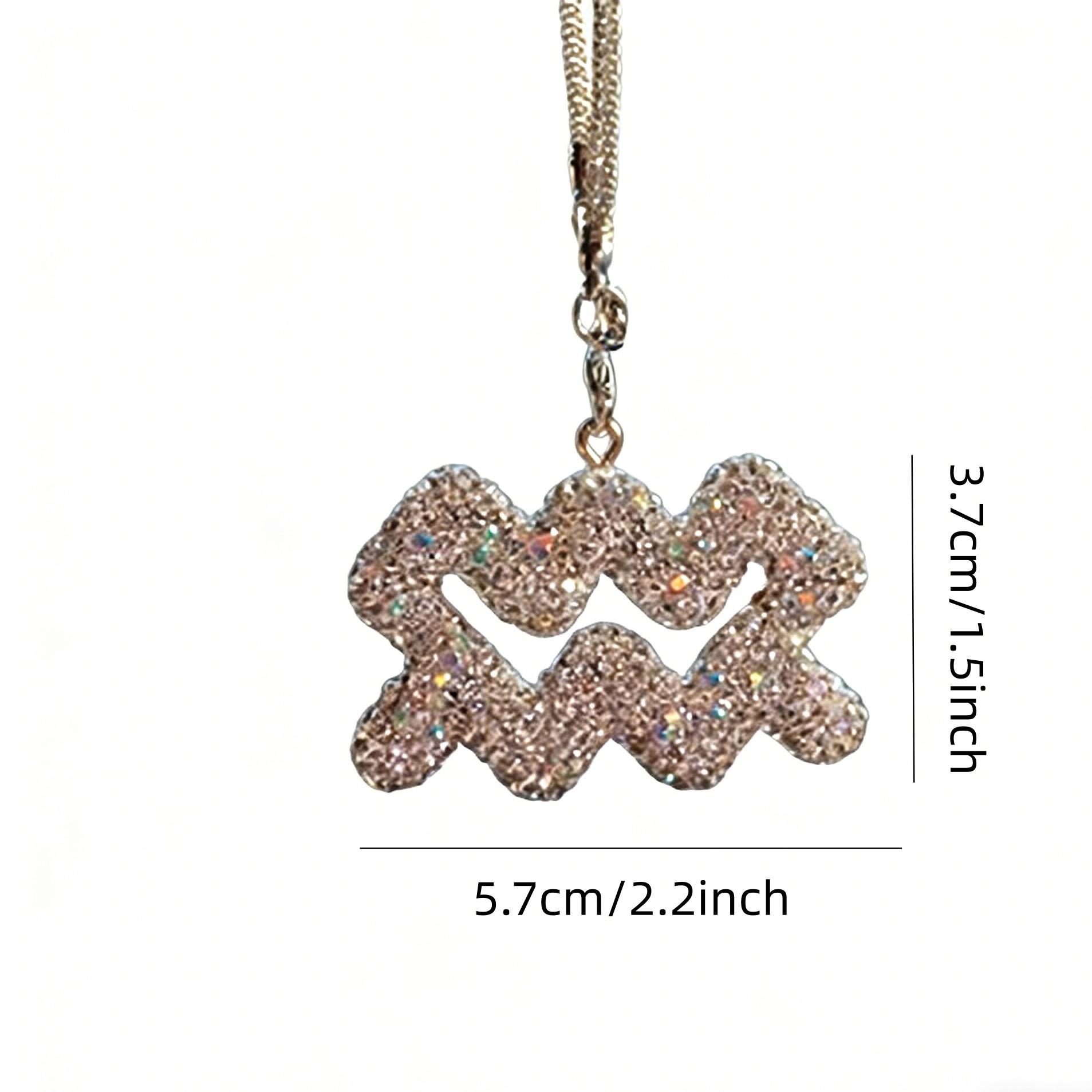 Blingbling Zodiac Car Mirror Charm, Unique Personality Rearview Mirror Pendant, Elegant Girls' Car Accessory, Stylish Dashboard Decoration