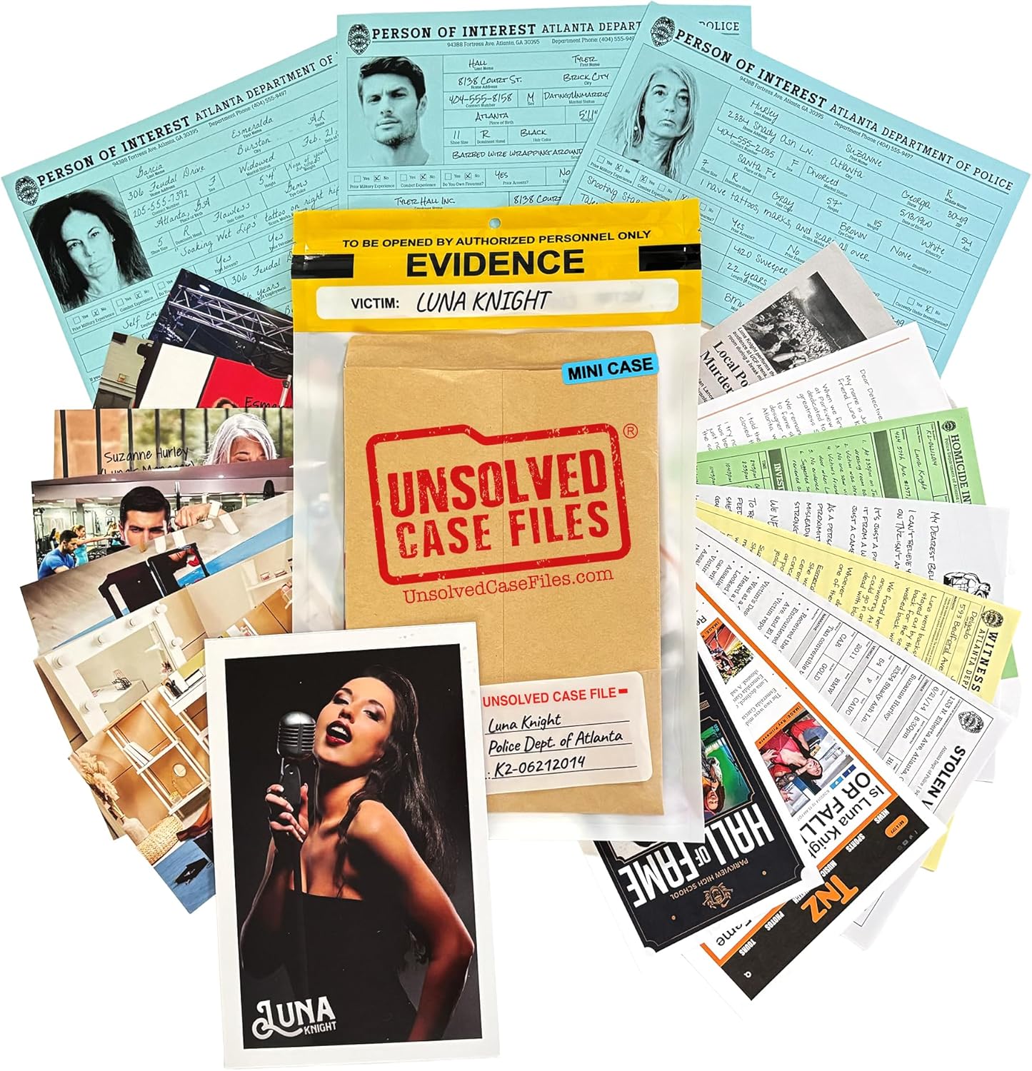 Luna Knight Murder Mystery Party Game, Unsolved Cases Evidence Detective Kit, Suitable for Ages 14+, Perfect for Friend Gatherings, Parties, Halloween, Christmas