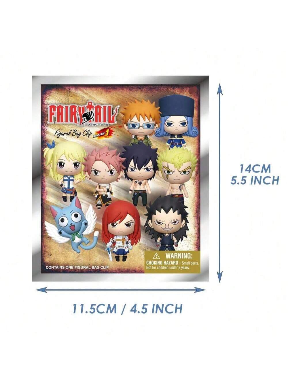 FAIRY TAIL Officially Licensed 3D Anime Character Series Mystery Bulk Bag Clip Keychain Random One Natsu and Gray or Other Characters For Mom and Friends Back to School and Anniversary Gifts