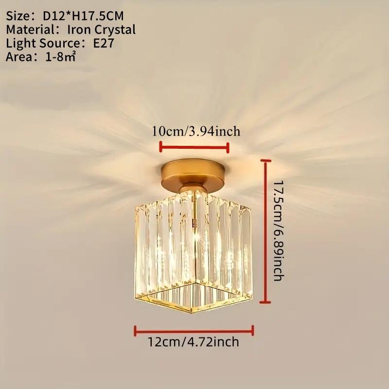 /gold Corridor Light, Nordic Modern Minimalist Entryway Balcony Lamp, Trendy Luxury Crystal Ceiling Light, No LED Bulb Included