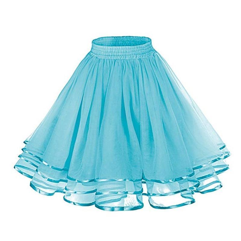 14 Colors Women Petticoat Tutu Underskirts Crinoline 50's Three Layers Ribbon Gauze Tulle Skirt Vintage Bridal Slips Rockabilly