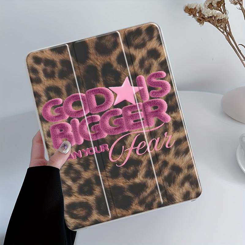 Fashion Leopard-print Tablet Case with Pencil Holder, Auto Wake/Sleep Tablet Protective Cover, Tablet Accessories Compatible with iPad, Tablet Casing