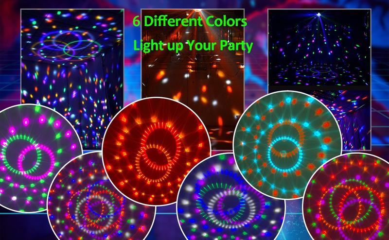 USB Low Voltage Power Cord Powered 6LED Disco Ball Lights with Sound Activation DJ Party Lights for Parties, Birthday Parties and Holidays