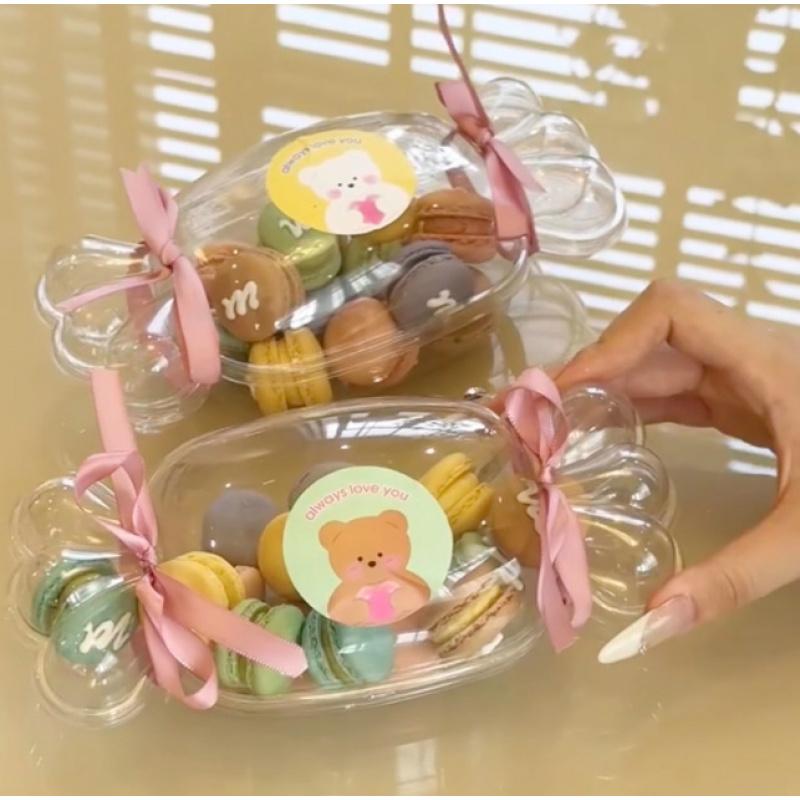 Mini Rainbow Macaron Small Cookie Packaging Box Fruit Packaging Box Candy Shape Cream Cake Disposable Transparent Packaging Box
