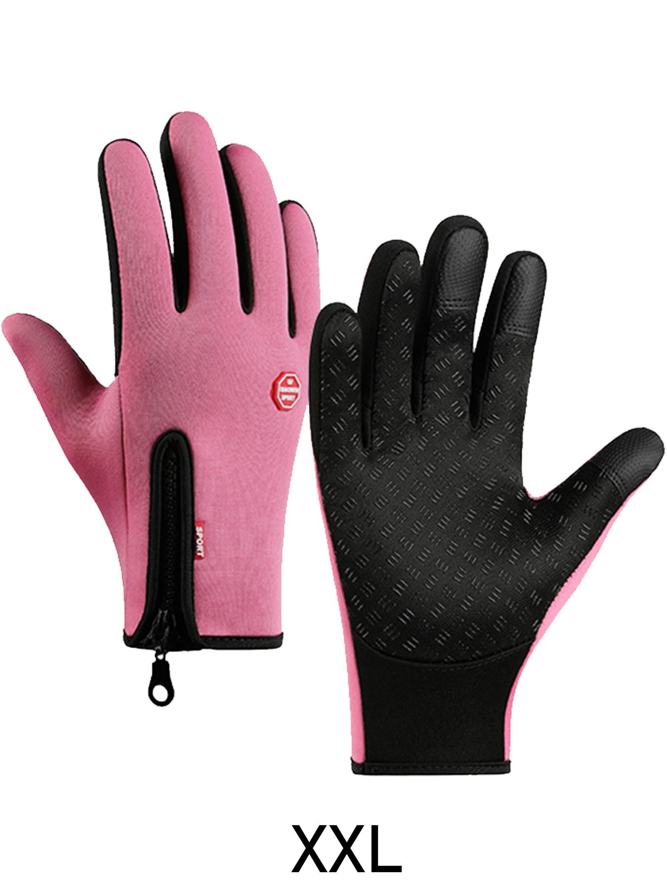 Spring Autumn Outdoor Sports Fleece Lined Cycling Gloves Waterproof Touchscreen Mountaineering Gloves Zipper Gloves Outdoor Activity Gloves