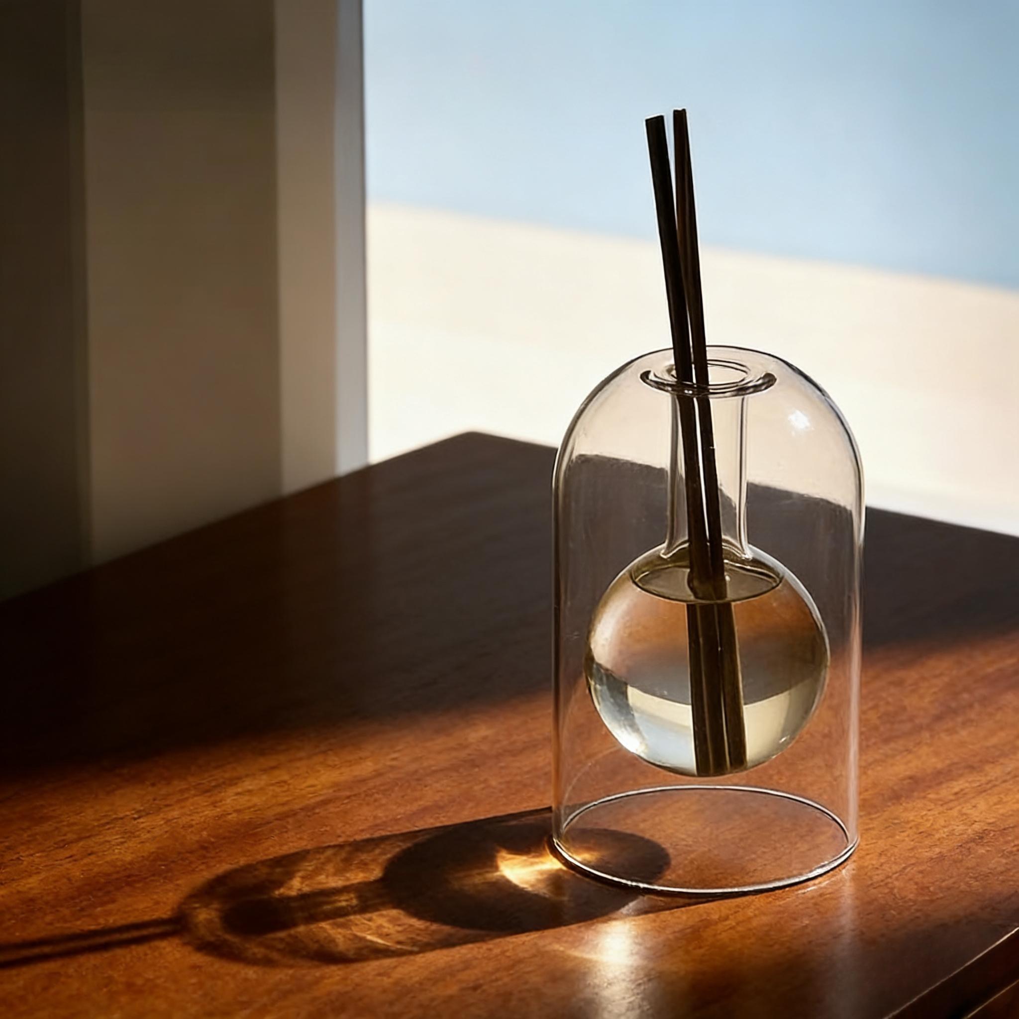 Clear Glass Aromatherapy Diffuser, 1 Count Portable Glass Diffuser Bottle, Modern Desktop Decorative Aromatherapy Scent Diffuser Bottle, Non-Electric Home Fragrance Oil Diffuser for Bathroom, Living Room, Hotel