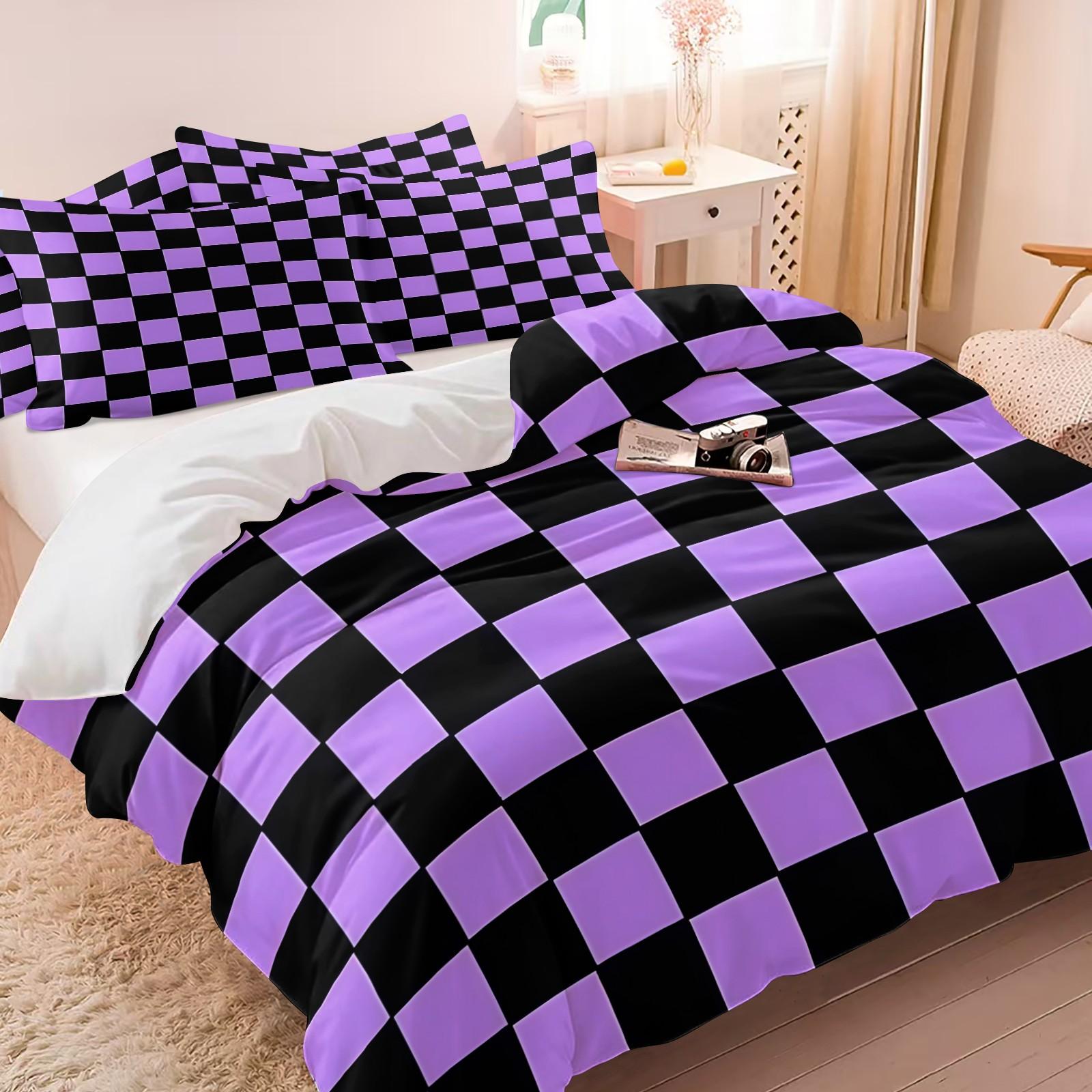 2/3 Pcs Classic Plaid Print Duvet Cover Set, Simple Modern Bedding Set, Soft Microfiber with HD Digital Print and Zipper Closure, Wrinkle Resistant, Perfect for Bedroom, Dorm and Guest Room Decor, All Season Use - No Filling