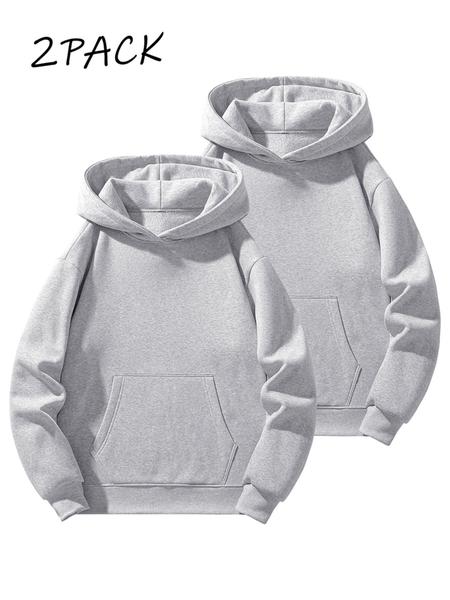 Men's Solid Color Essential Hooded Sweatshirt, Autumn & Winter Regular Fit Casual Long Sleeved Hoodie, Men's Daily Wear Clothing