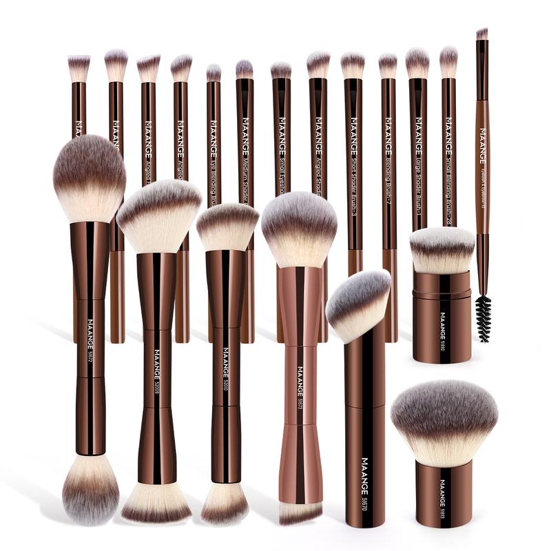 MAANGE Multi-Use Makeup Brush Set, 7-Count Ergonomic Cosmetic Brushes for Blush, Contour, Highlighter and Concealer, Makeup Blending Brushes and Professional Facial Detailing Tools for Women and Girls