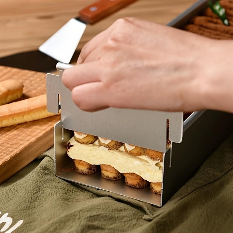 Rectangular Stainless Steel Cake Mold Set, Long Tray & Spatula Tools, Commercial Mousse Cheese Cake Baking Supplies, Trendy Tiramisu Moulds, Bakery Molds