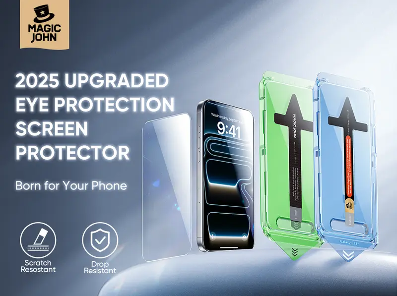 Product Introduction of MAGIC JOHN 2-Pack Screen Protector for iPhone, Samsung, and Google–Crystal Clear, Scratch-Resistant, Ultra-Smooth Touch, Privacy Protection, Circular Polarized Eye Protection, Easy Installation 17