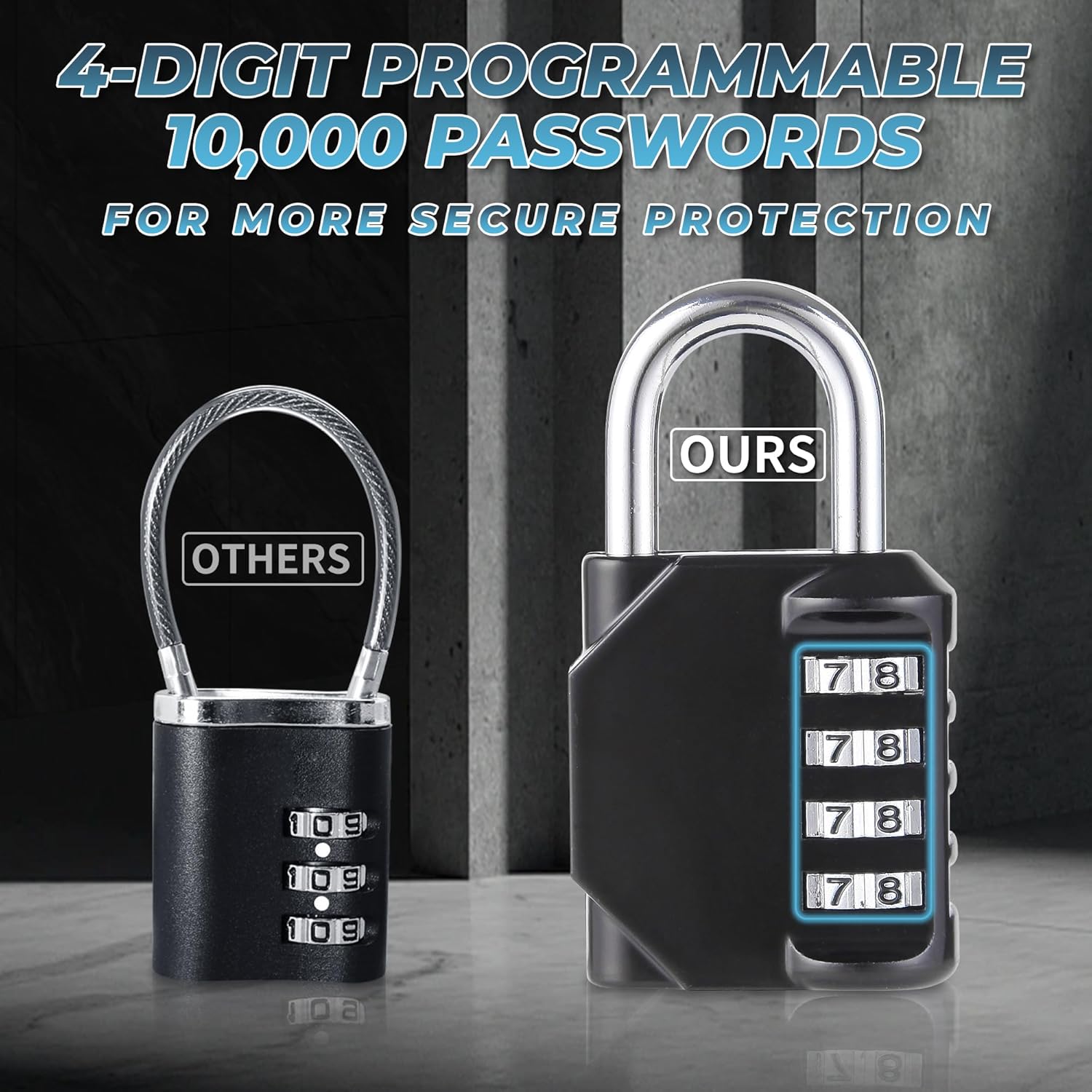 1Pc Resettable Combination Padlock, Security Lock: 4-Digit Keyless Code System with Weatherproof Construction, Perfect for Lockers, Storage Units, Toolboxes & Industrial Cabinets, Designed for Gym-Goers