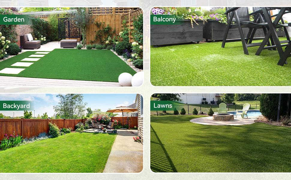 Artificial Grass Outdoor Indoor, 3 FT x 5 FT Faux Turf Lawn, 0.4" Artificial Grass Rug for Patio, Rug Synthetic Grass Mat with Drainage Holes