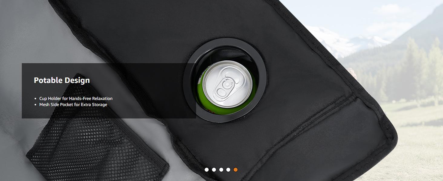 SLSY XXL Oversized Rocking Camping Chair for Adults, Fully Padded Folding Outdoor Lawn Chair with Cooler Bag & Side Pocket, Supports 400 lbs Portable Recliner