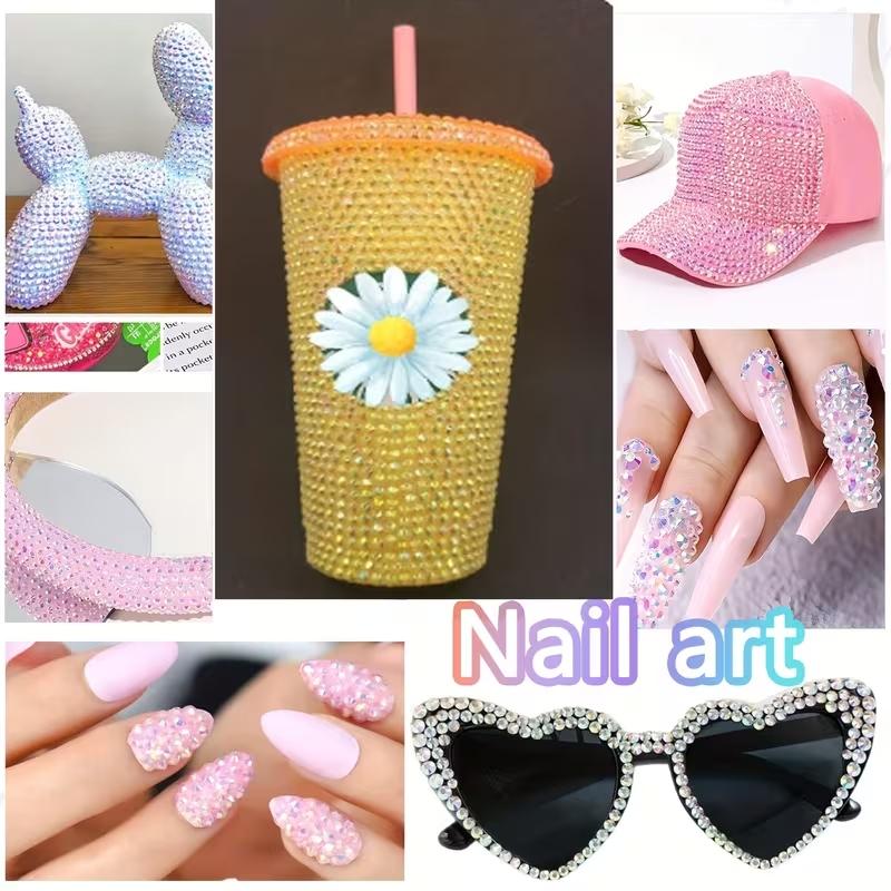 40000pcs 40 Color Jelly Rhinestone Decoration Set, 3mm Multi-Color Resin Flatback Gems, Includes Dedicated Pick-Up Tool,Fusion Bead Set，Suitable for DIY Crafts, Diamond Painting, Nail Art, etc., Sparkling Decoration Set