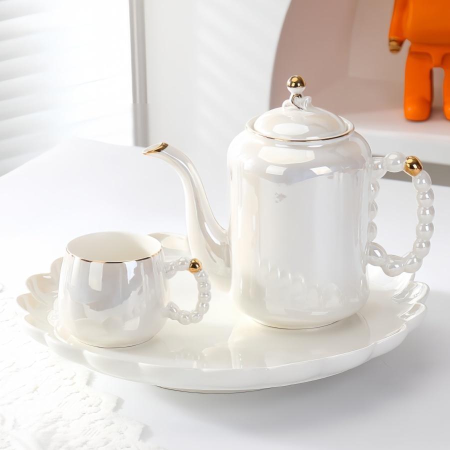8-Piece Ceramic Water Set, 1.2L Kettle, 6 Cups, 13in Tray, High-End Ceramics, Perfect Gift for Parents, Creative Kitchenware，Boxed gift