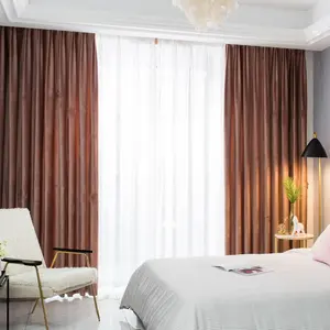 Modern Luxury Cotton Velvet Curtains, High Light Blocking Fabric, Bedroom Living Room Hanging Curtain, Noise Reduction Insulation