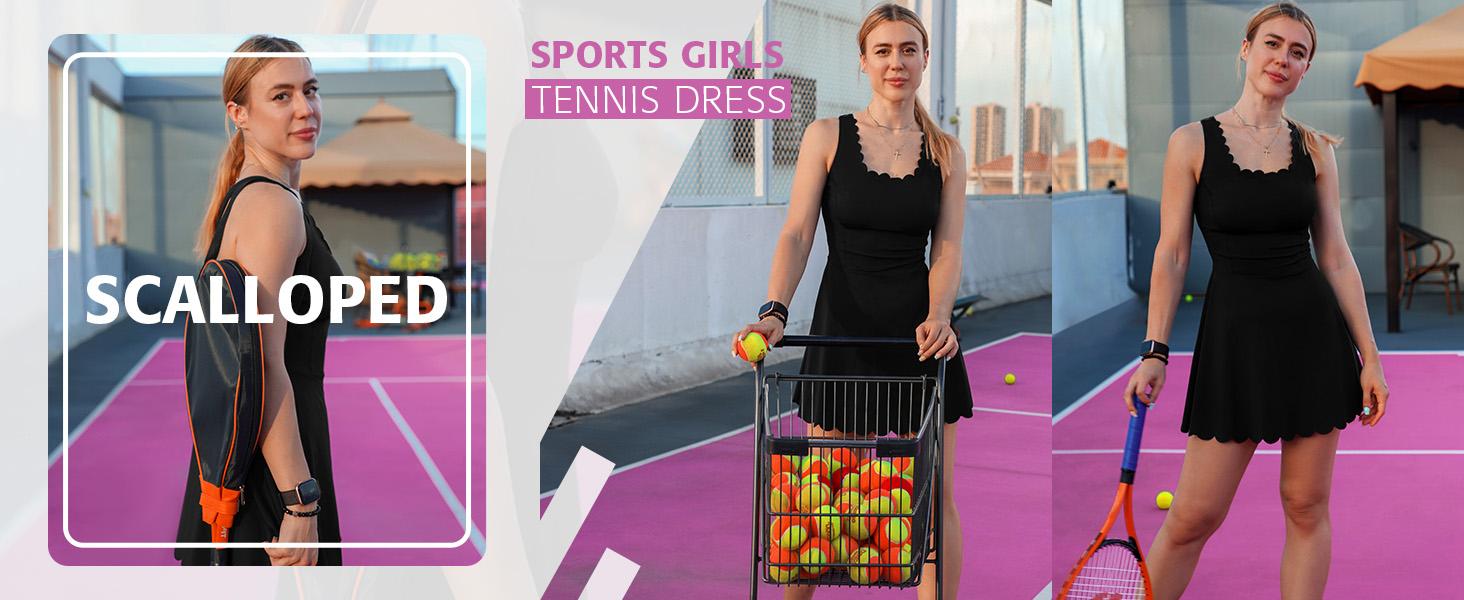 ATTRACO Women Tennis Dress with Shorts Workout Golf Skirts with Pockets Athletic Dresses