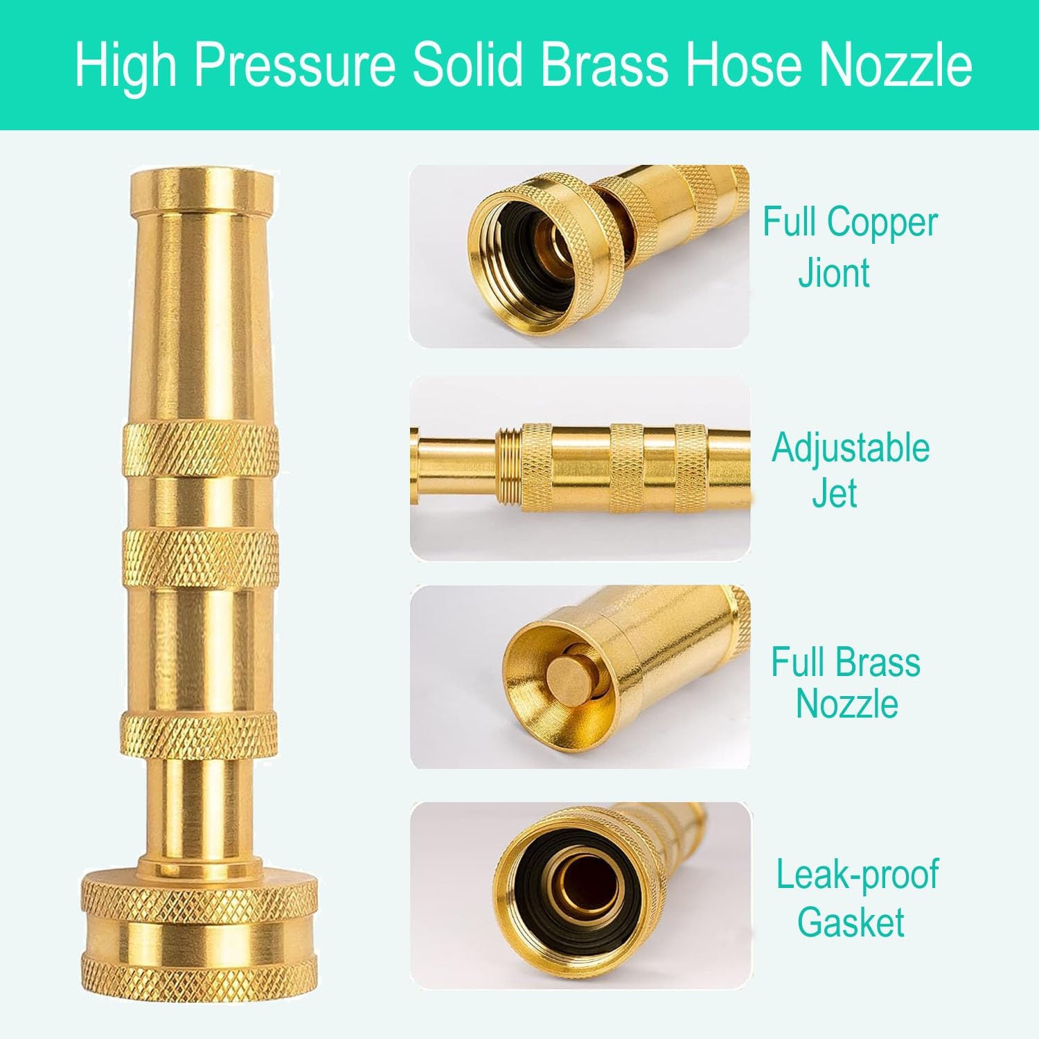 Garden Hose Nozzle,  Solid Brass Heavy Duty Adjustable Twist Hose Nozzle, High  Water Hose Sprayer Nozzle, 2 Pack | Heavy Duty, Adjustable Twist, High  Water Sprayer