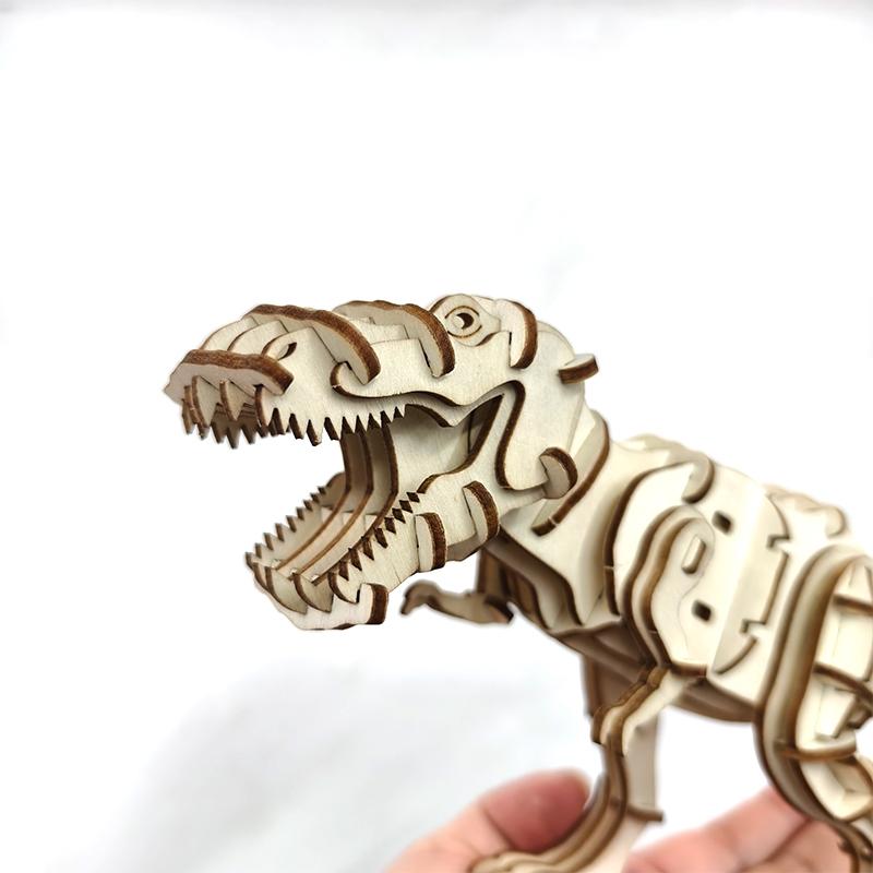 Small Tyrannosaurus Rex Wooden Puzzle, 3D Assembly Animal Model, Educational Toy, Realistic Animal Series Ornament, No Battery Needed