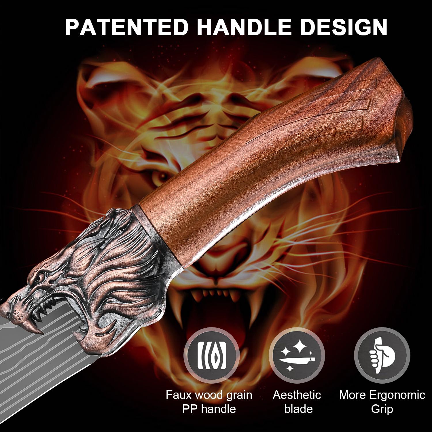 Multifunctional kitchen knife set, 7 different shapes of multi-purpose knives and 1 sharp kitchen scissors, suitable for home kitchen, restaurant back kitchen cutting meat, deboning, cutting sashimi, chopping bones