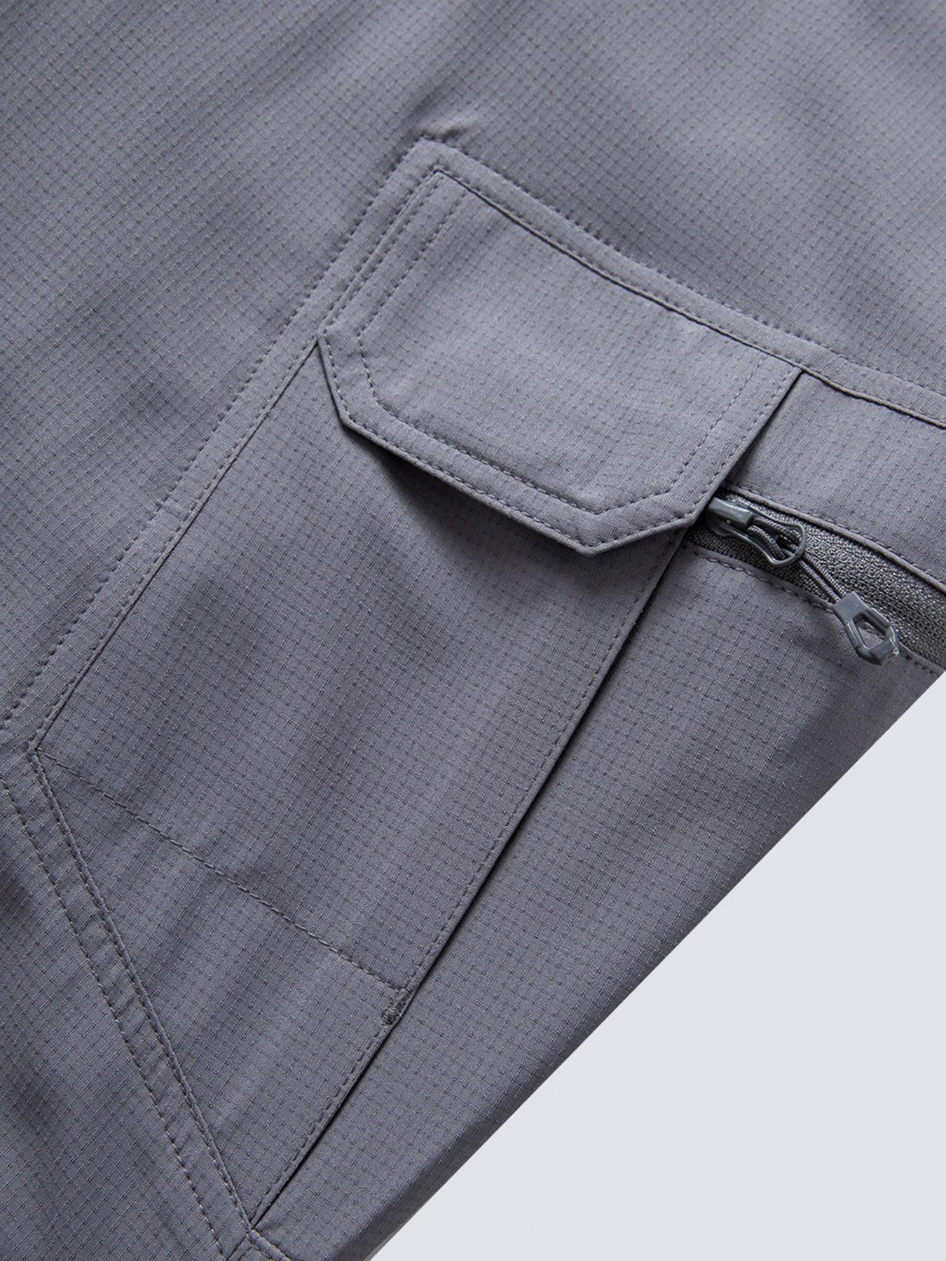 Men's Solid Color, Plain Cargo Quick Dry Hiking Pants, Elastic Waist Breathable Stretch Outdoor Trekking Trousers, Wrinkle‑Resistant Durable Work Pants with Multi Zipper Pockets for Mountaineering Fishing Camping Daily Wear, 6 Colors