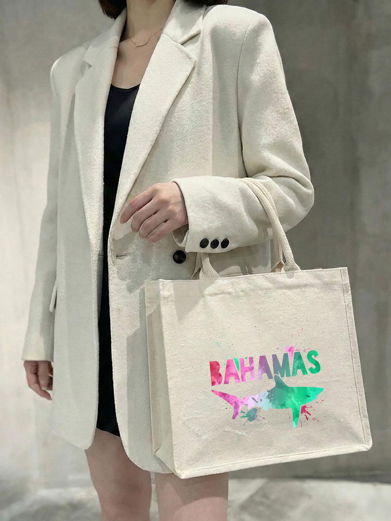 Workout and yoga handbags Bahamas Dolphin Artistic Design Soft Suitable for supermarkets,school trips-handbag and shoulder tote