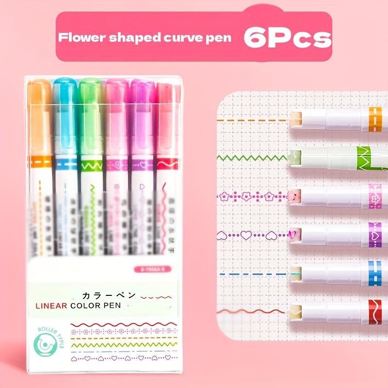 6pcs 6-Piece Assorted Flower-Shaped Fine Line Aesthetic Pens: PVC, Perfect for Note-Taking and Marking, Office Stationery Essentials