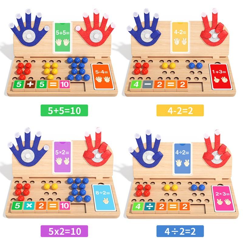 Wooden Math Board, Finger Counting, Addition Subtraction Cognitive Board, Number Matching, Logic Training, Educational Gift
