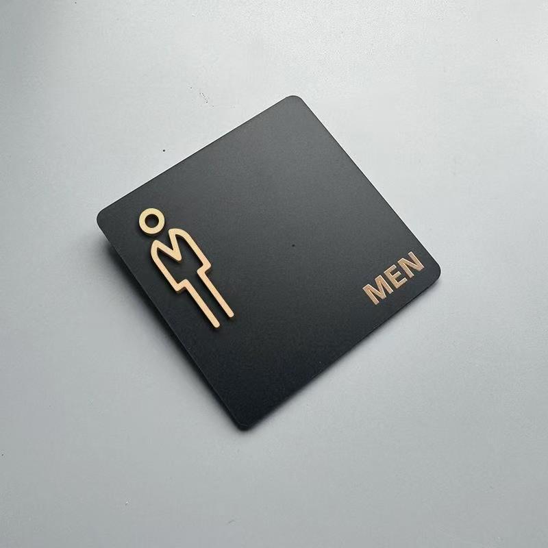 Acrylic Plastic Bathroom Sign, Adhesive Backed, Unisex Restroom Door Plate, 3D Icon, Stylish Decorative Design, 4.72*4.72in