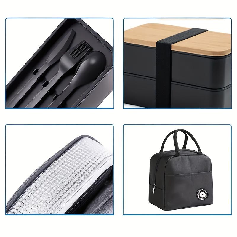 Double-Layer Bento Box with Dividers, Insulated Large Capacity Microwave Safe Stackable Plastic Lunch Box, Japanese Style Reusable Container