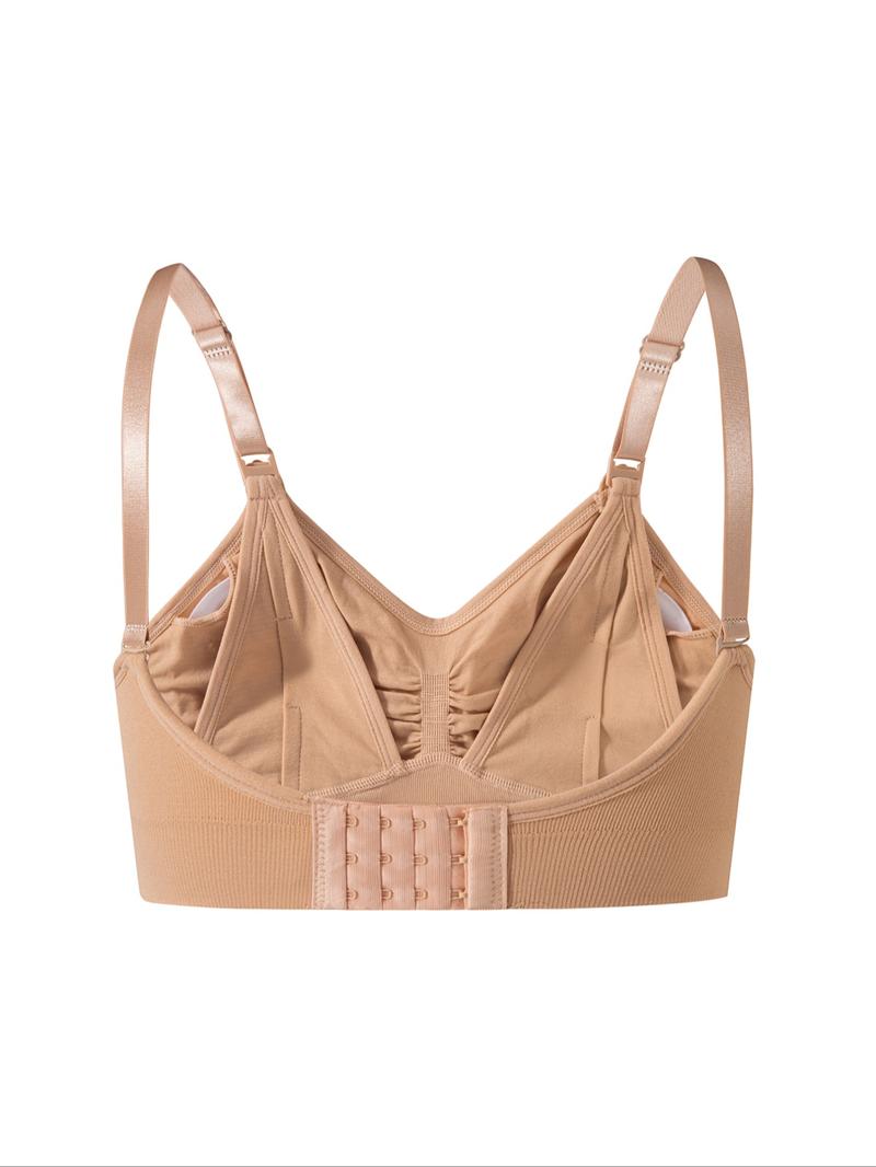 Women's Solid Color Adjustable Strap Maternity Bra, Comfortable Breathable Removable Chest Pad Nursing Bra, Maternity Lingerie for All Seasons