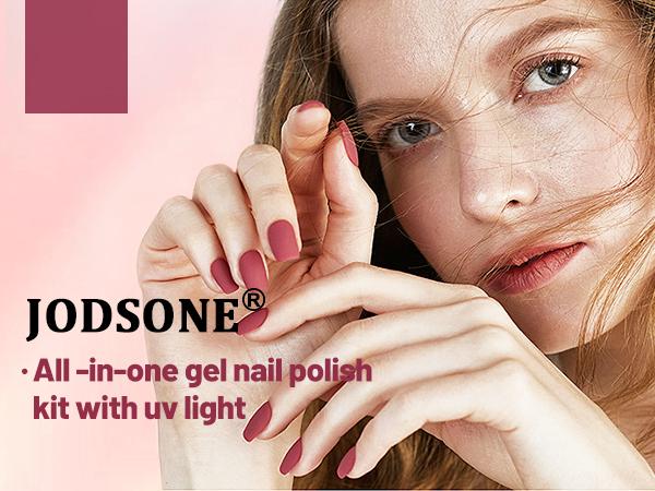 JODSONE 100 Bottles of Gel Nail Polish Kit with U V Led Light 95 Multiple Glossy Glitter Colors Mint Green Light Pink Nail Gel Base Coat Glossy and Matte Top Coat Gel Polish Kit