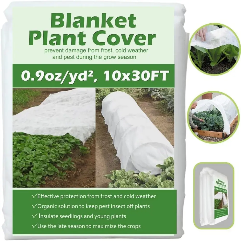 10x30ft Rectangle 0.9oz/yd² Outdoor Garden Fabric, Windproof Frost Guard Floating Row Cover, Pest Protection & Freeze/Sun Shield Greenhouse Accessory for Home Improvement Plant Care