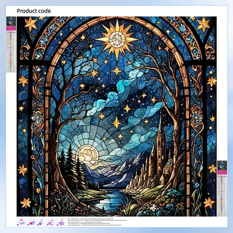 intage Stained Glass Sun, Moon, Stars Art Painting Diamond Painting 5D DIY Diamond Painting Kit Diy Kits Full Drill Square Round Diamonds Cross Stitch Art Craft Home Wall Decor Art Gift For Living Room Handmade Decorative Painting Set, Diy craft supplies