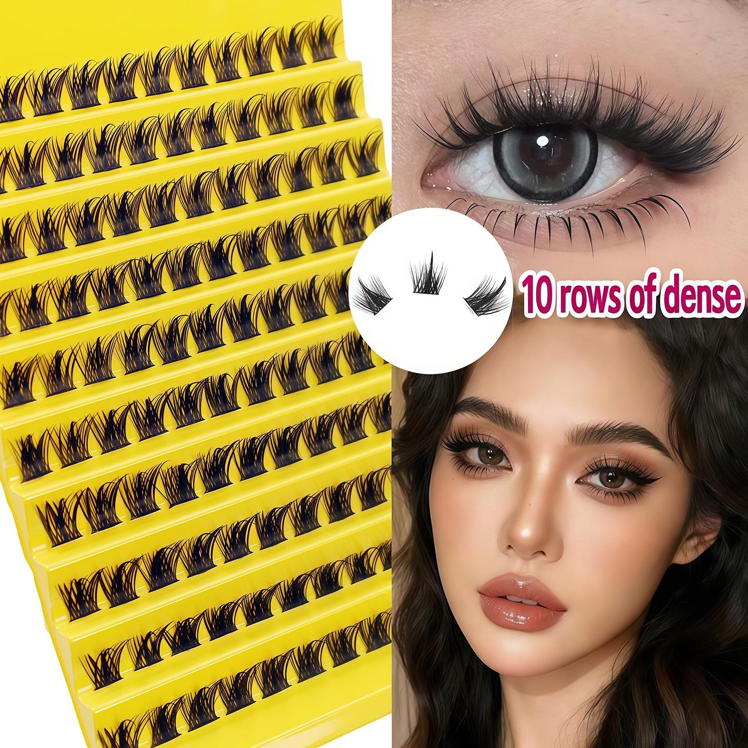 10 Row Bestselling False Eyelash Set, Clustered 40p Lashes, Dense and Curling, Perfect for Dramatic Eye Makeup, Easy Application