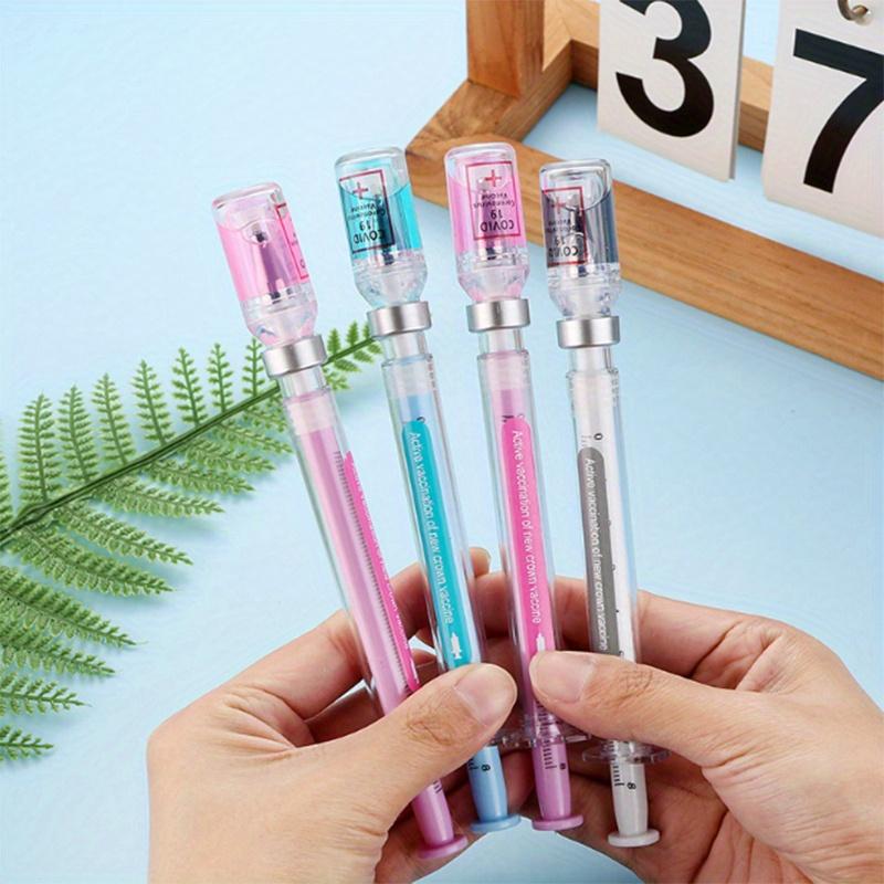 3pcs, syringe-shaped gender-neutral pen, novel decompression signature ball pen, medical vaccine-themed writing tool suitable for nurses, doctors, and students