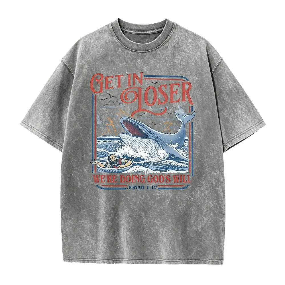 Get In Loser We're Doing God's Will Funny Christian Shirt, Jonah And The Whale Bible Verse Tee, Faith Based Gift, Religious Humor Top
