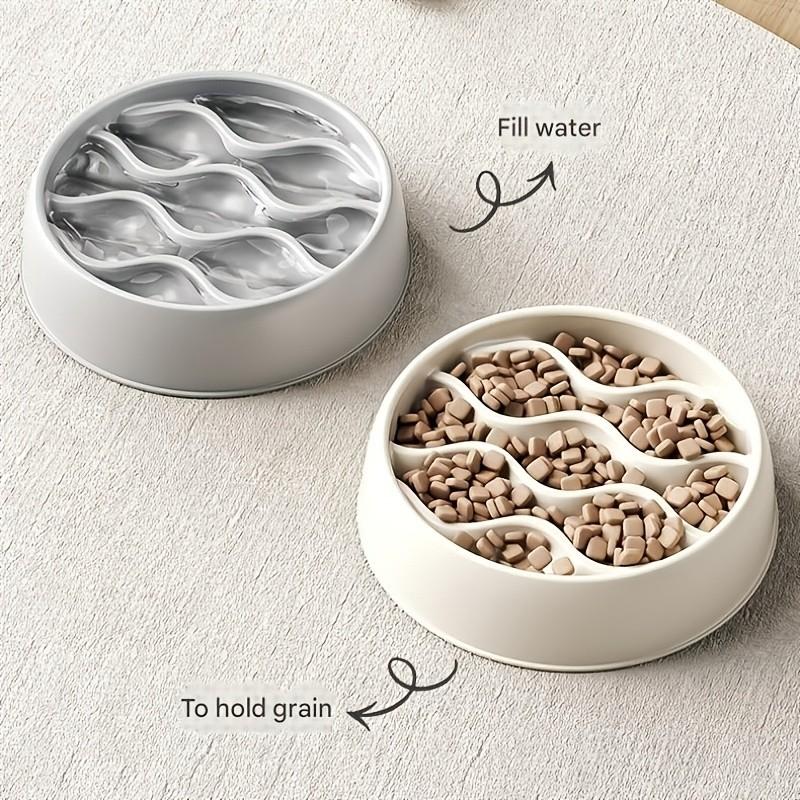 Multi-Purpose Cat Bowl, Thickened Anti-Choking Slow Feeder, Splash-Proof Double Bowl, Pet Food Dish, Supplementary Food Bowl