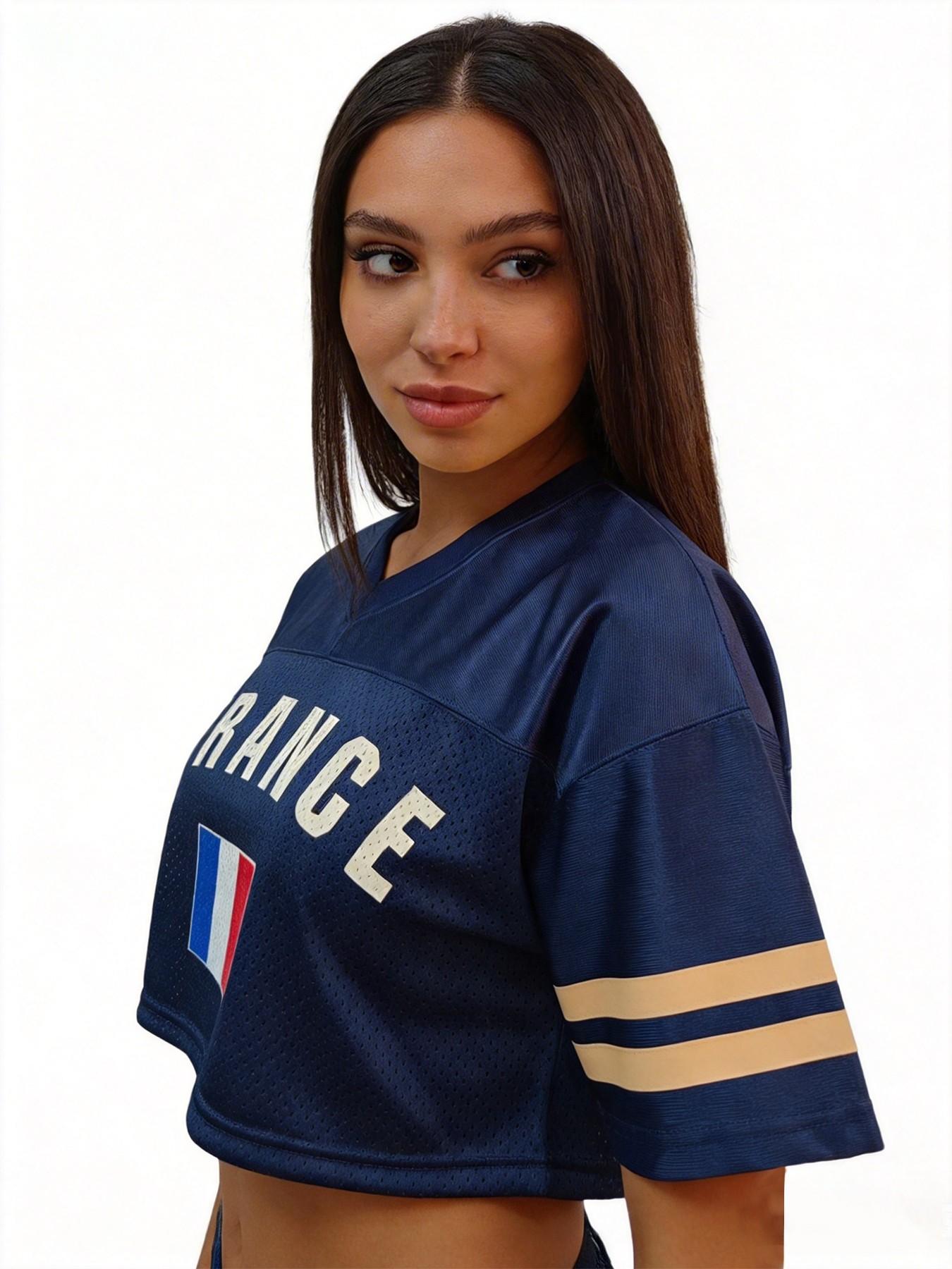 Women's Germany/Brazil/USA/Argentina/France/South Korea/South Africa/Netherlands/Mexico/Portugal/Japan/Uruguay/Spain/Italy/England Soccer Jersey | 2026 World Cup Country Crop Top | Football Fan Game Day Shirt