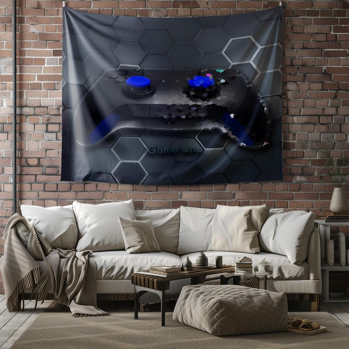 Gamer Game Controller 3D Print Tapestry, Cool Tech Style, Durable HD Printed, for Boys Bedroom, Gaming Room, Dorm, Homestay Wall Decor