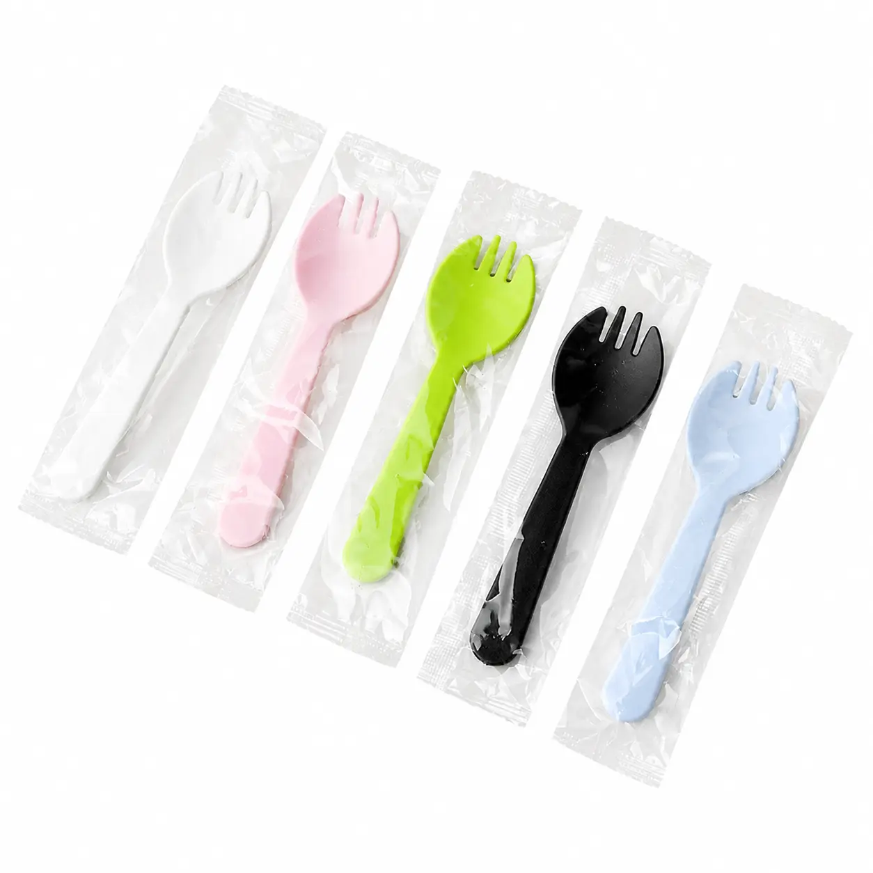 Heavy-Duty Disposable Forks and Spoons Set – Food-Grade PP Cutlery for Cakes, Desserts, Salads, and Fruits – Individually Wrapped, Eco-Conscious Bulk Packaging for Takeout and Catering Use