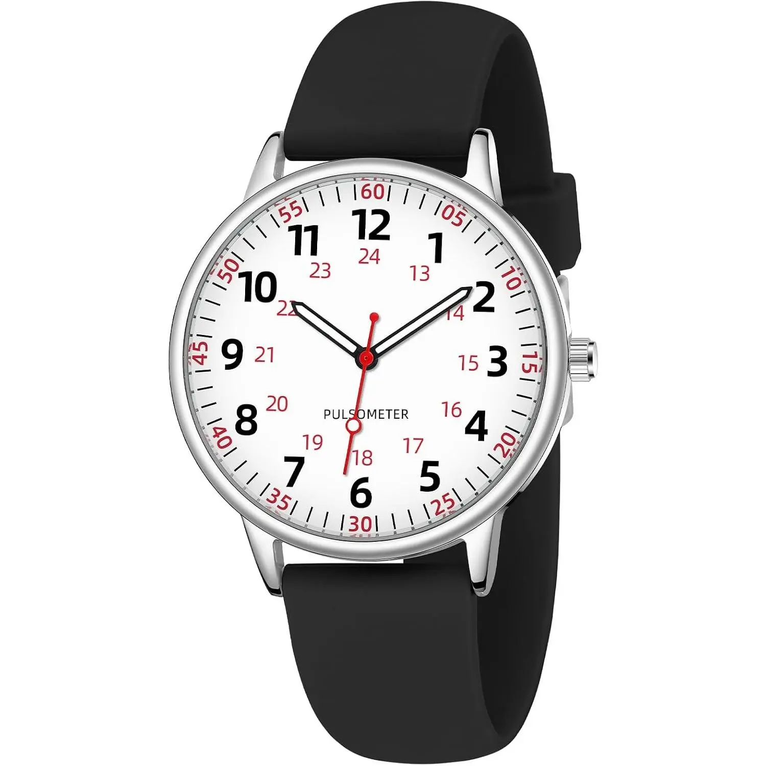 Women's Waterproof Analog Nurse Watch with Second Hand, Silicone Band for NursingGift