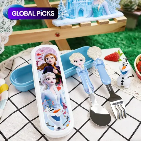 1 Set of 3 Pcs Disney Frozen Elsa Anna 3D Spoons and Forks Set, Food-Grade Tableware with Non-Slip Handles for Outdoor Picnics, Cartoon Design for Kids' Birthday Parties, Party Tableware Set, Dinner Set, Dinner Utensil Set, Cutlery Set #GLOBAL PICKS