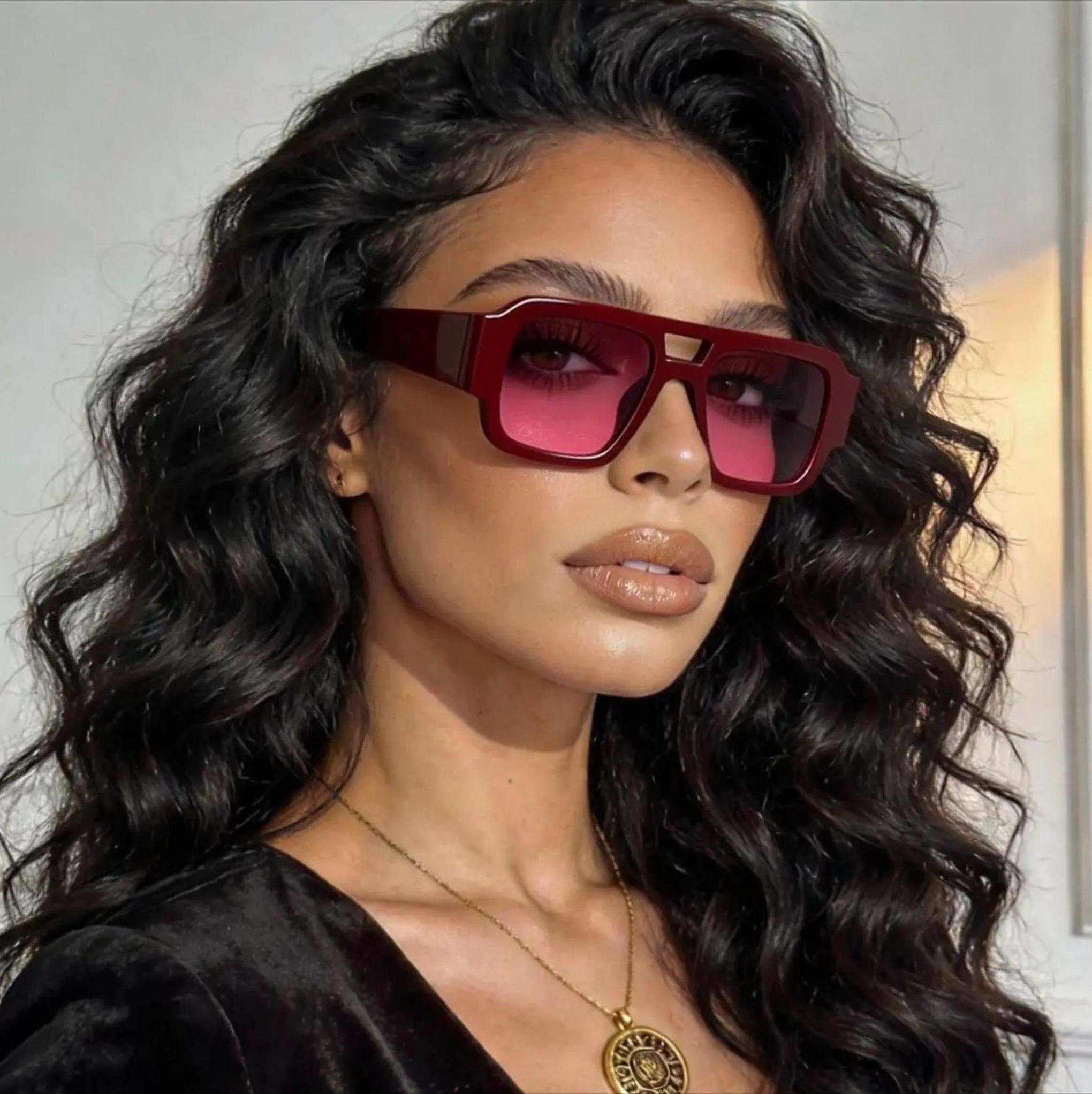 Womens 70s Retro Sunglasses, Square Aviator Style with Double Bridge, Lightweight TR90 Nylon Frame, UV400 Protection, Sunglasses For Women, Womens Sunglasses, Women's Fashion, Natural