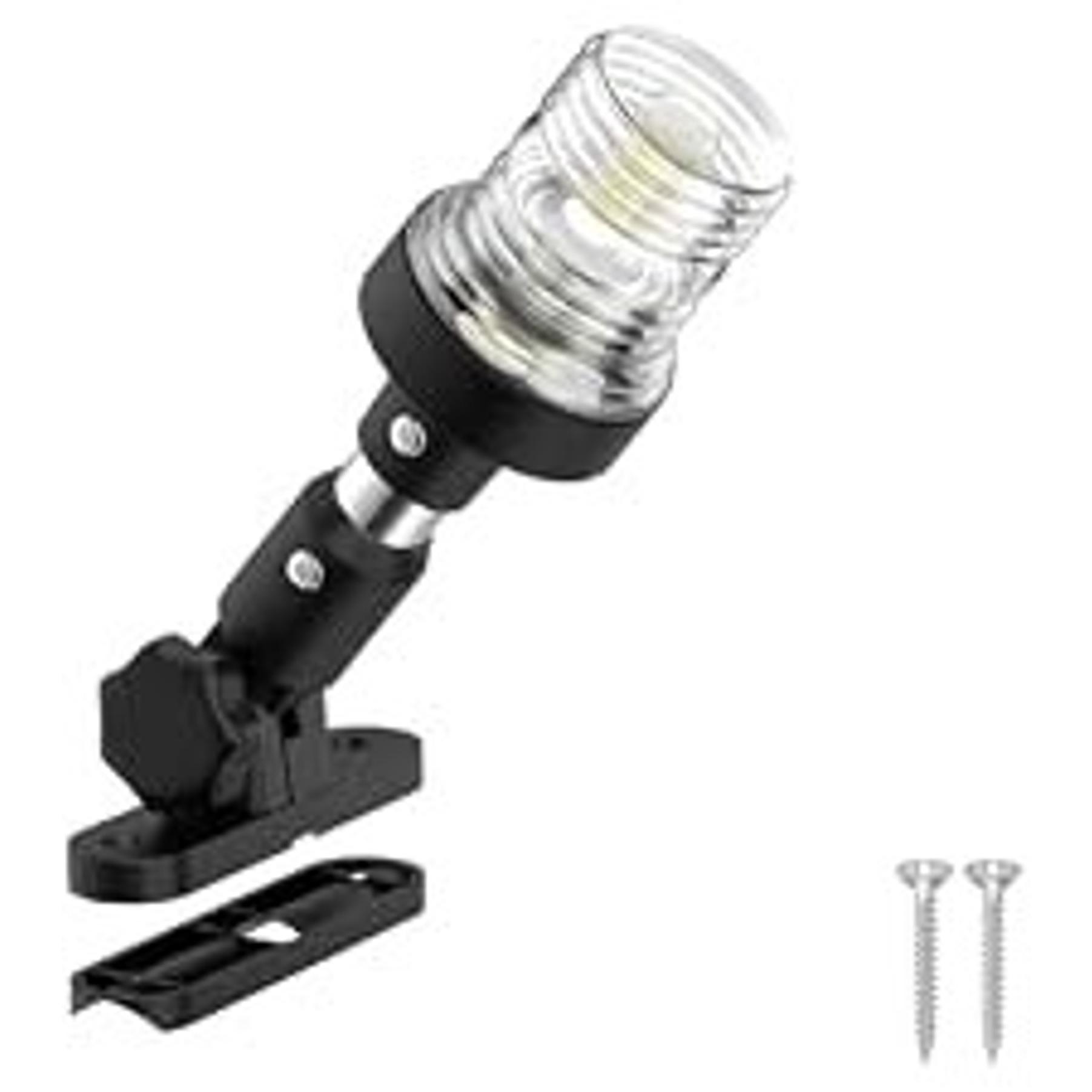 6 Inches Pontoon Stern Light Bimini Mount, LED Waterproof IP67 Bimini Light for Pontoon Boat, 3NM Marine Folding Rear White Navigation Anchor Running Lights for Night