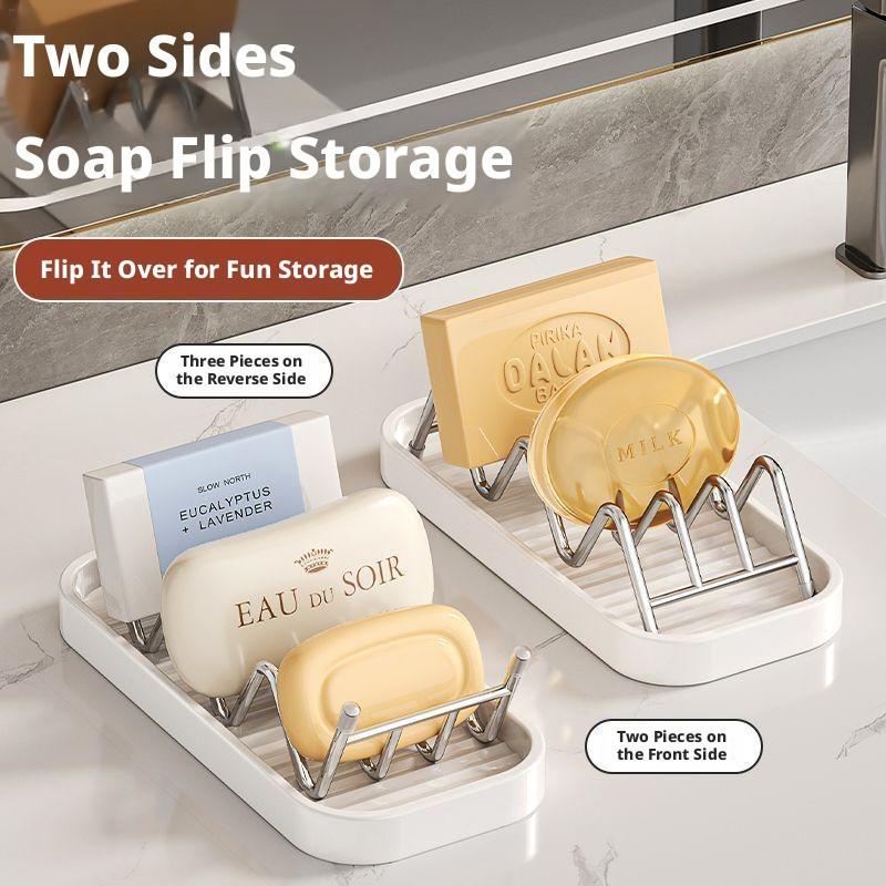 1PC Stainless Steel Soap Dish, Creative Drainage Bathroom Organizer, Home Use Soap Holder, Stylish Soap Rack for Shower & Toilet