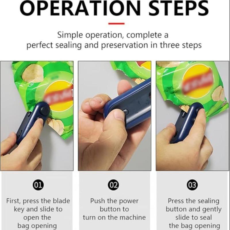 Mini Snack Bag Sealer Machine, Dual-Function USB Rechargeable Heating Sealer, Plastic Electric Heat Sealer, Portable Food Preserver