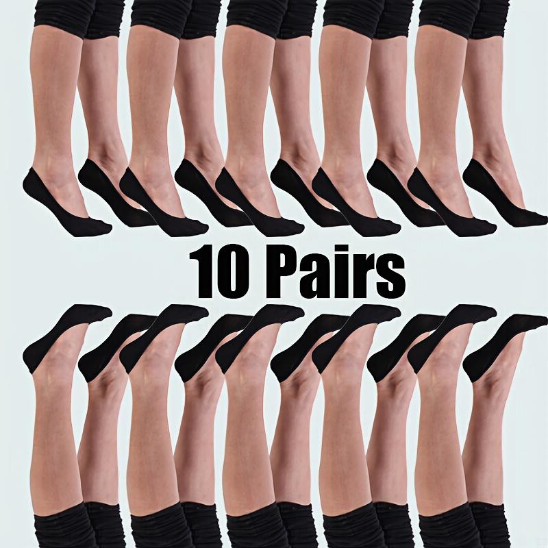 Women's Non-Toe-Exposed Flat Shoes Socks, 10 Pairs Anti-Slip Invisible Ultra-Low Cut Cushioned Socks for Loafers and Boat Shoes